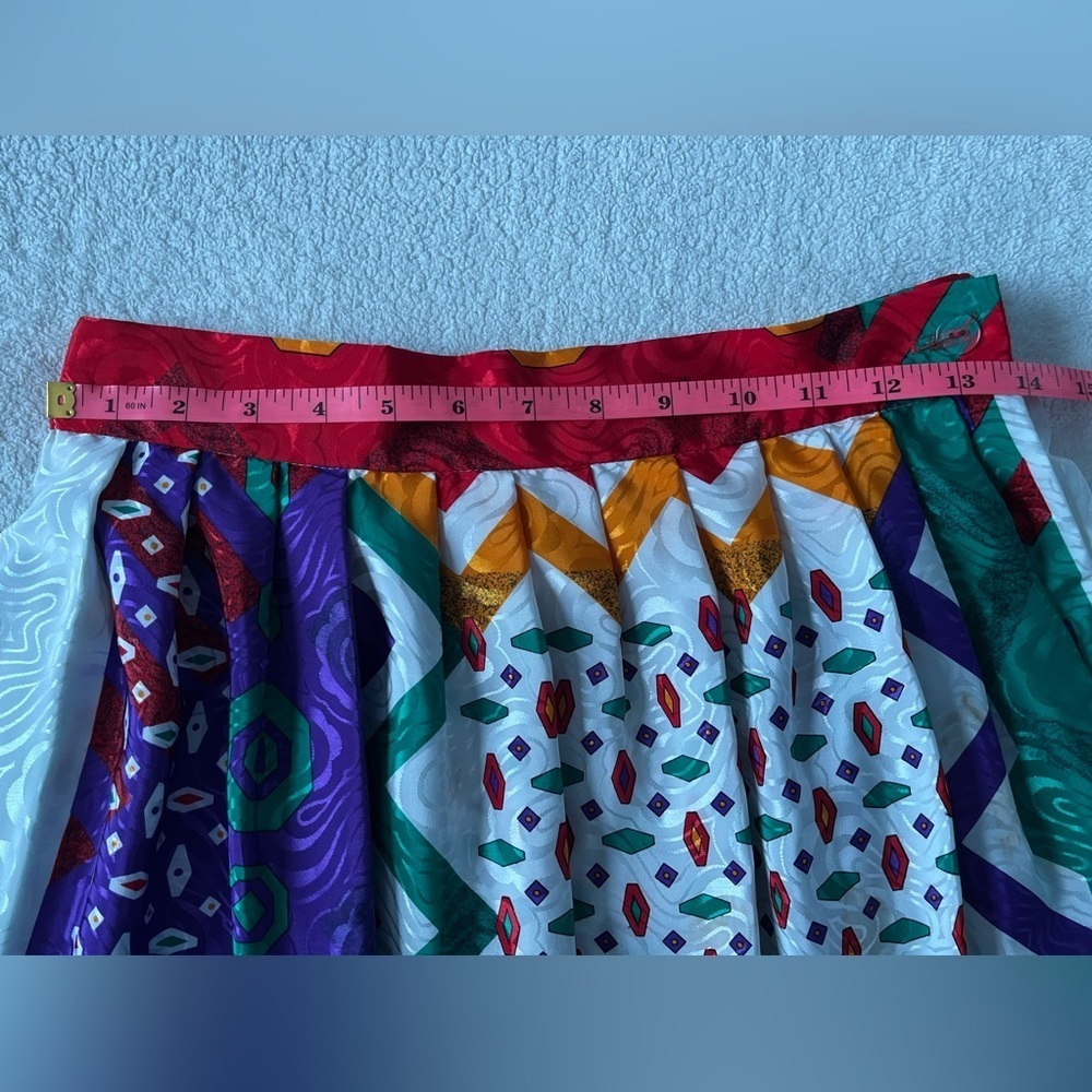 Vintage Jacquard Skirt + Scarf Set, Vibrant Multicolor Print. Women Sz 6 - Picture 5 of 16